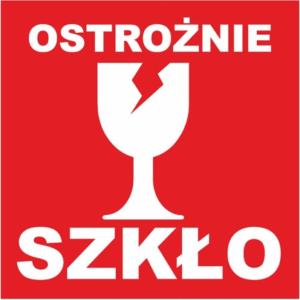 Etykiety z nadrukiem "OSTROŻNIE SZKŁO" 1000szt.